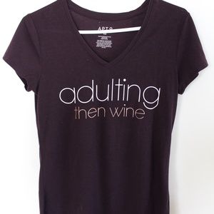 Adulting Then Wine V-neck t-shirt